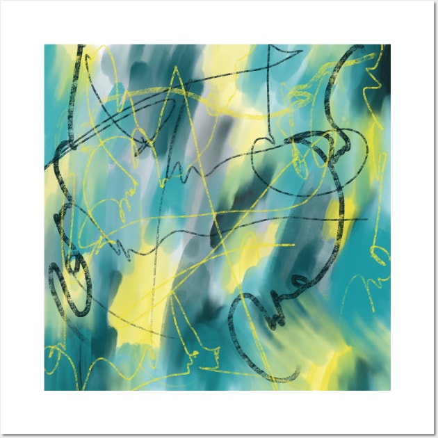 Blue and yellow abstraction Wall Art by Nastya Li